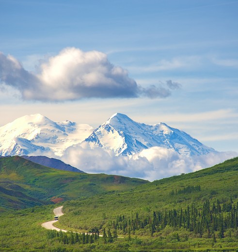 Mount Denali in het Denali National Park, Alaska, Verenigde Staten Mount Denali in het Denali National Park, Alaska, Verenigde Staten