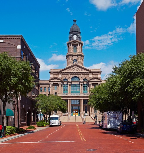 Struin door het oude centrum van Fort Worth met zijn fotogenieke gebouwen, Texas, USA