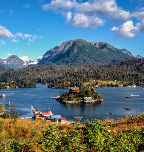 Halibut Cove nabij Homer, Alaska, Amerika