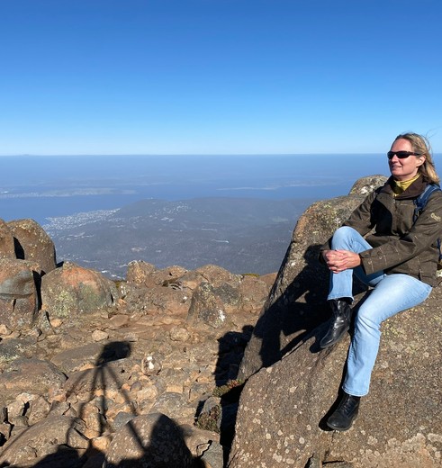 Uitzicht over Hobart vanaf Mount Wellington, Hobart, Australië