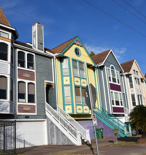 Victoriaanse huizen in de wijk Heights in Houston, Texas, Amerika