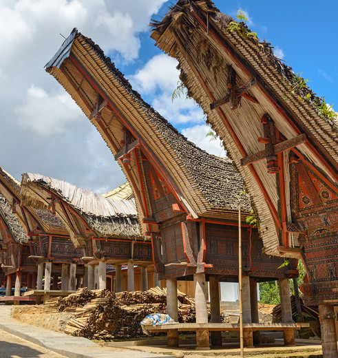 De zadeldakken van Torjaland, Sulawesi