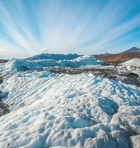 De imposante ijsmassa van de Matanuska gletsjer, Alaska, Verenigde Staten