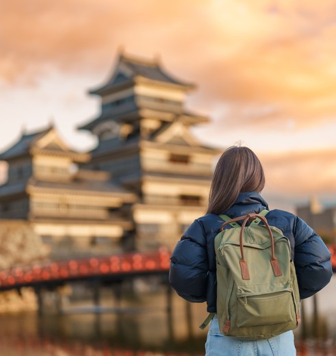 Bij de tempel in Matsumoto