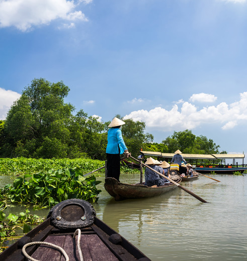 Vaar over de Mekong-rivier