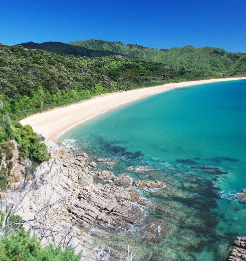 Stranden van Abel Tasman, Nieuw-Zeeland: