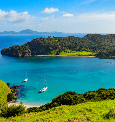 Verscholen baaitjes, Bay of Islands, Nieuw-Zeeland