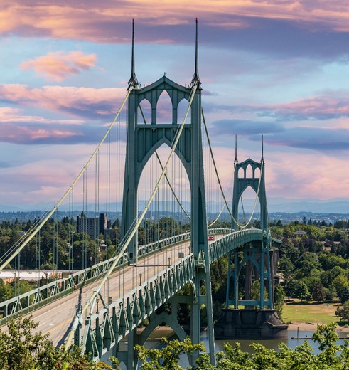 Eén van de iconische bruggen in Portland, Verenigde Staten