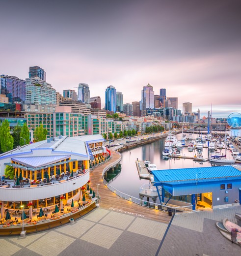 Gezellige pier in Seattle, Amerika