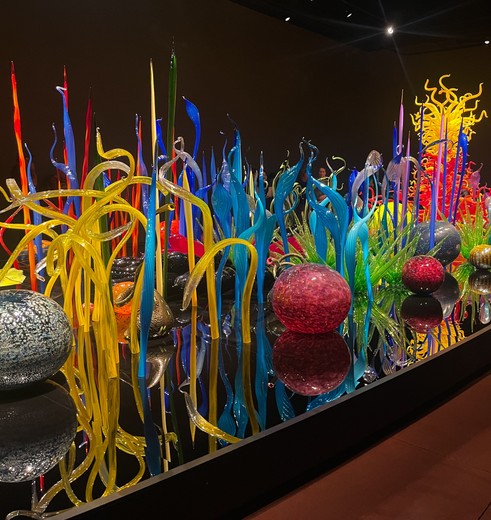 Bijzondere glazen bloemen in Chihuly Garden, Seattle, USA