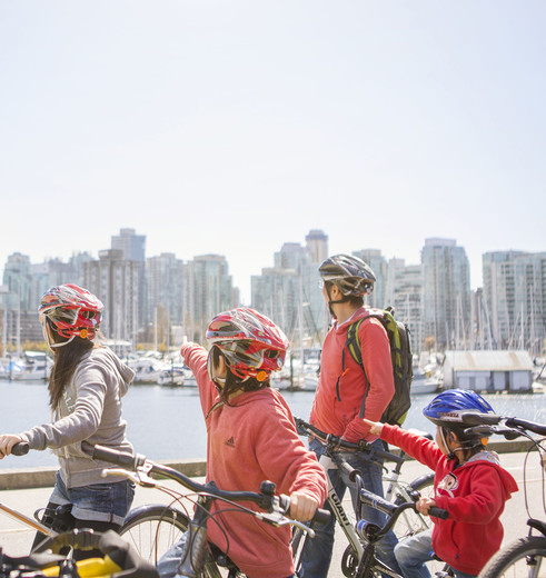 Fietstocht met kinderen Vancouver Canada