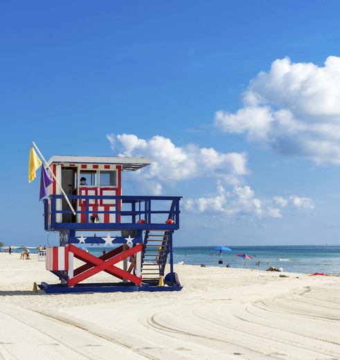 Genieten aan het strand van Miami, Florida