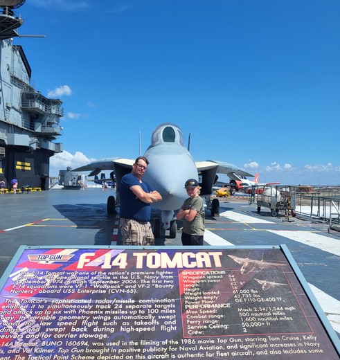 Voel je een acteur in Top Gun op het vliegdekschip in Corpus Christi, Texas, Amerika