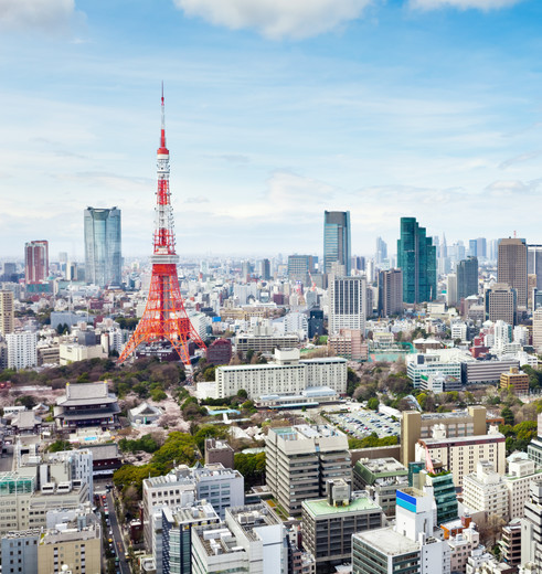 Uitzicht op de grote stad Tokyo, Japan