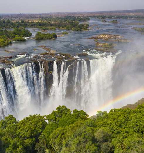 De prachtige Victoria watervallen vanuit Zimbabwe