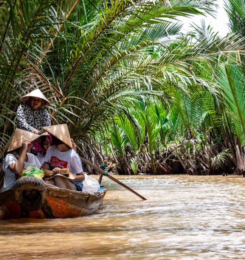 Met een bootje door de Mekong Delta, Vietnam