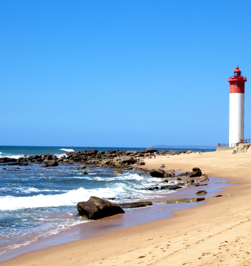 Kuststrook bij Umhlanga met zijn vuurtoren