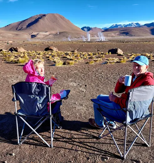 Kopje koffie bij de Atacama geisers in Chili