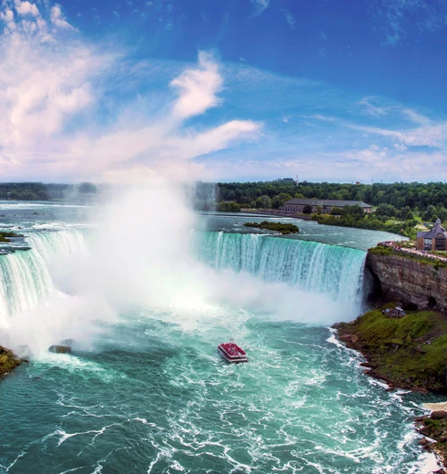 Uitzicht vanuit de helikopter op de Niagara Falls, Canada