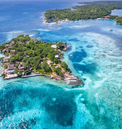 Tropische eilandjes van Islas del Rosario voor de kust van Cartagena, Colombia