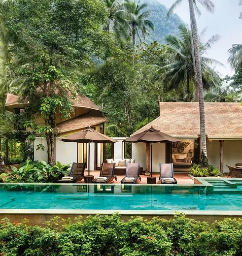 Het luxe boutiquehotel Rayavadee in Krabi in Thailand