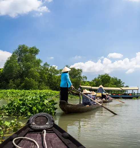 Vaar over de Mekong-rivier