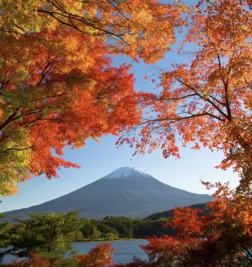Japan en Mount Fuji in herfstkleuren