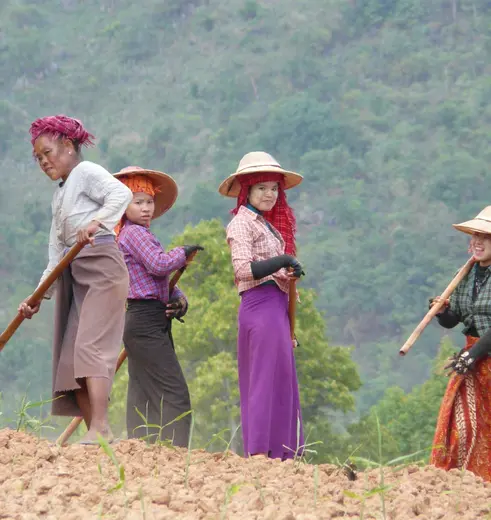 Kalaw dorpen tijdens actieve trektochten