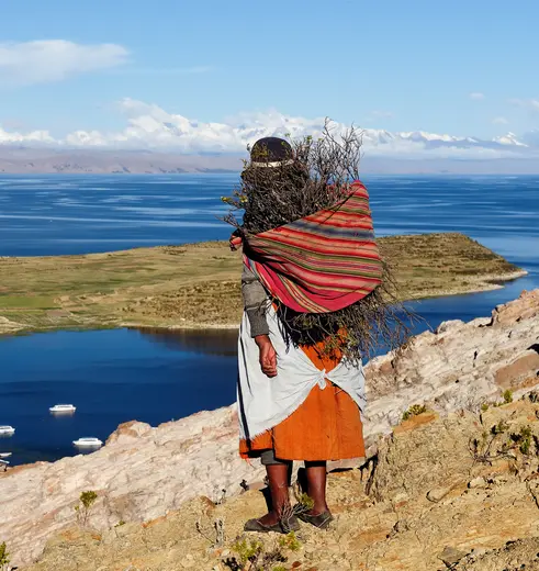 Uitzichten en lokale bevolking bij het Titicacameer - Bolivia