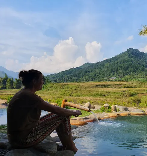 Weidse uitzichten over de rijstterrassen van Mu Cang Chai in Noord-Vietnam