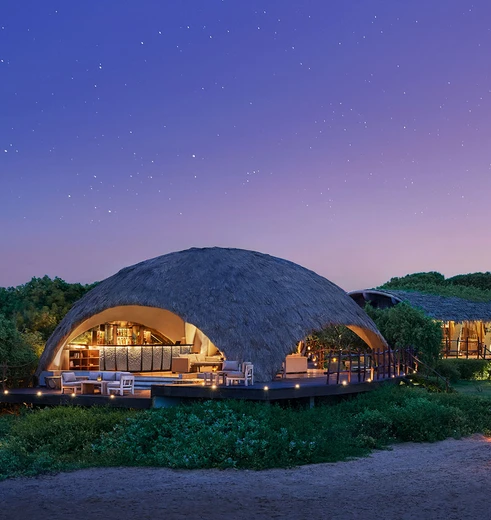 Overnachten in Chena Huts, Yala, Sri Lanka