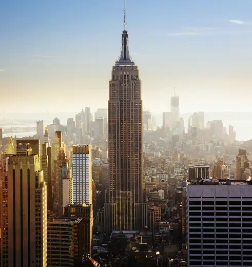 De imposante skyline van New York City
