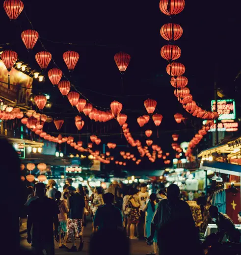 Avond in het gezellige stadje Hoi An in Vietnam