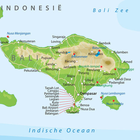 Kaart van Bali, Indonesië