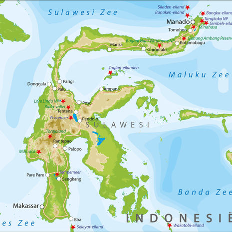Kaart van Sulawesi, Indonesië