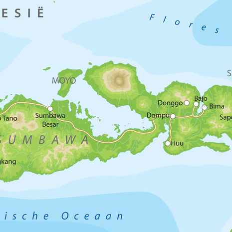 Kaart van Sumbawa, Indonesië