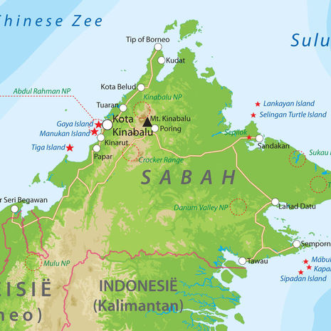 Kaart van Sabah, Maleisisch Borneo