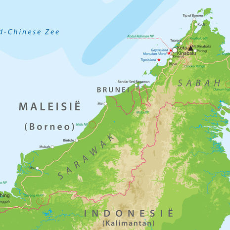 Kaart van Maleisisch Borneo