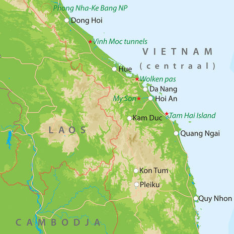 Kaart van Centraal-Vietnam