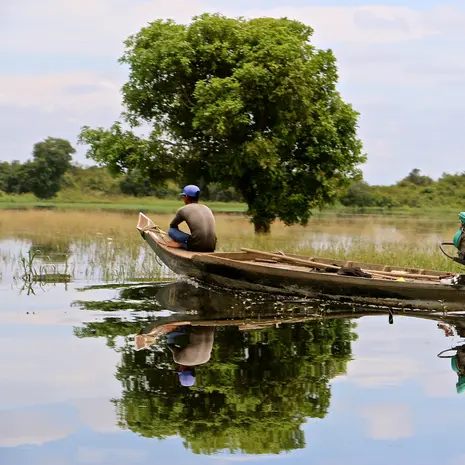 Battambang-rivier in Cambodja