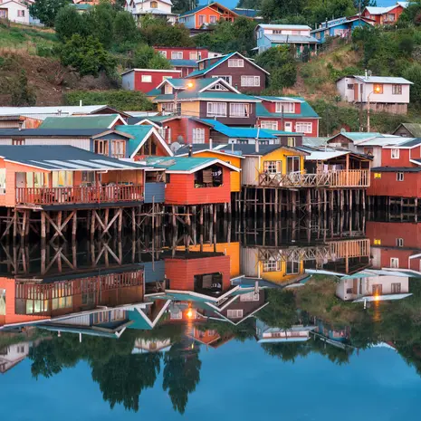 De huizen op het authentiek eiland Chiloé