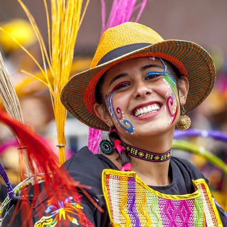 Een lach van een Colombiaanse tijdens de Carnaval