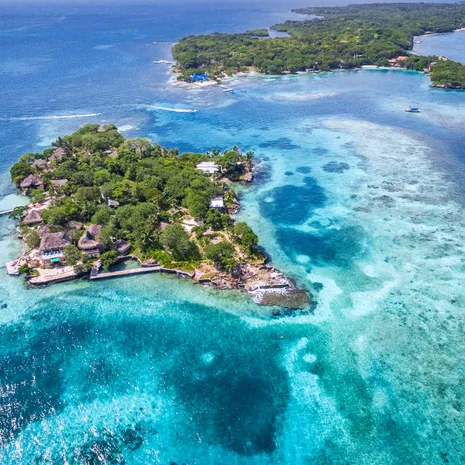 Tropische eilandjes van Islas del Rosario voor de kust van Cartagena, Colombia