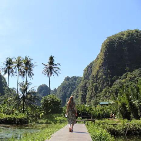 Wandelen door de omgeving van Rammang Rammang Sulawesi