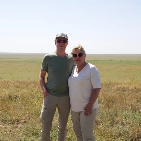Michiel en Sigrid tijdens hun reis naar Tanzania.